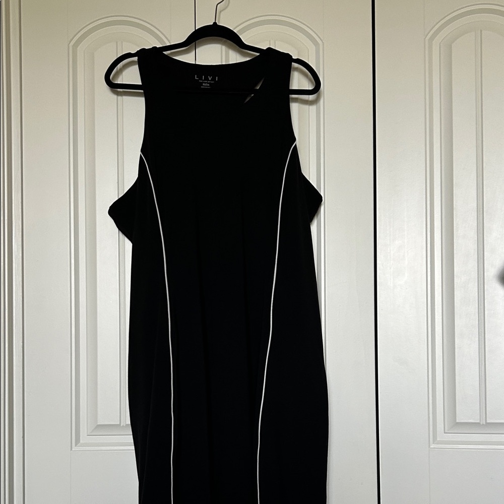 Lane Bryant Black Midi Dress with White Piping